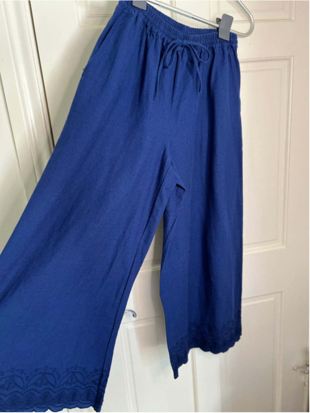 Roller Rabbit x Target Scalloped Hem Drawstring Linen Blend Pants Navy Blue - M - Picture 6 of 8